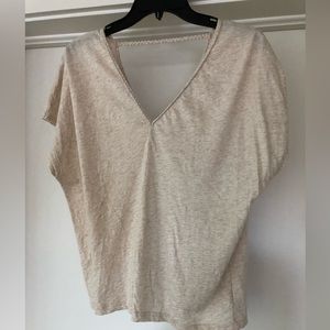 Splendid size large oatmeal melange w/gold lurex dolman sleeve tee